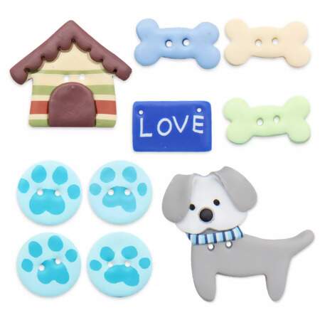 Kit Botão Patchwork Veceli B-069 Pet Azul