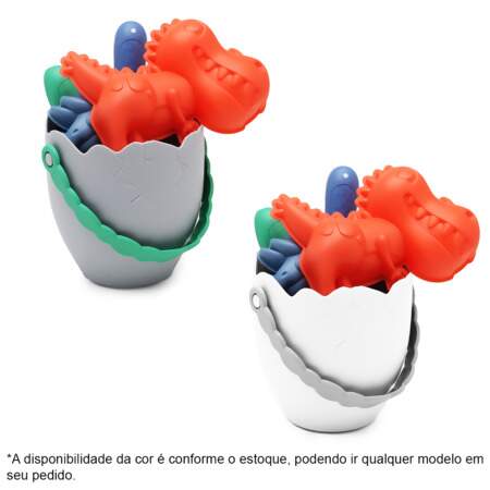 Kit Brincando na Praia Acrilex Ref.44511 Balde Ovo de Dinossauro 7 Und