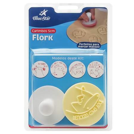 Kit Carimbo Flork para Confeitaria 5cm Amarelo 05 Peças