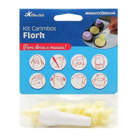 Kit Carimbo Flork para Confeitaria Amarelo 09 Peças