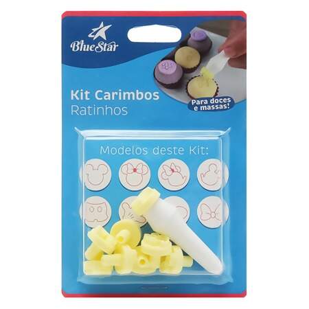 Kit Carimbo Ratinhos para Confeitaria Amarelo 09 Peças