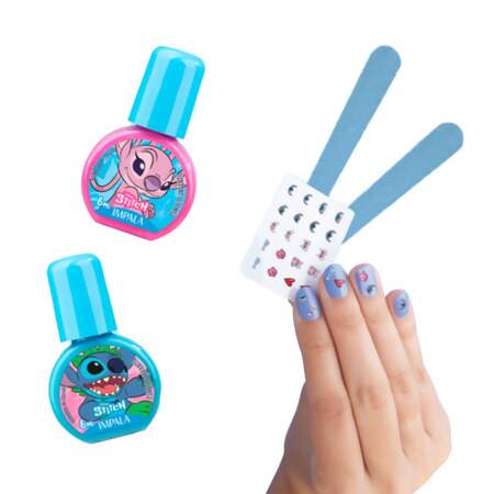 Kit Infantil Impala Stitch 2 Esmaltes com 2 Lixas e Adesivos de Unha