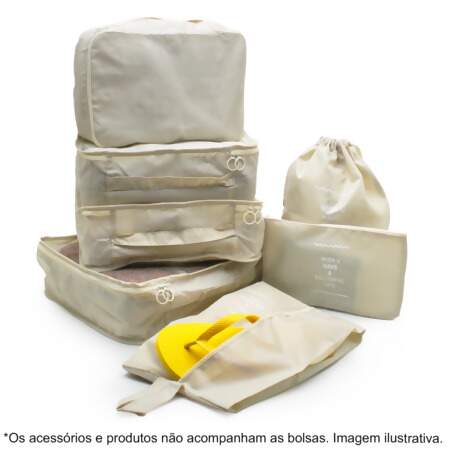 Kit Organizador de Bolsa de Viagem com 07 Und