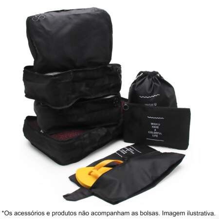 Kit Organizador de Bolsa de Viagem com 07 Und
