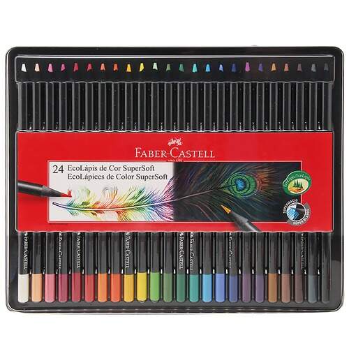 Lápis de Cor SuperSoft Faber-Castell 120724SOFT com 24 Cores