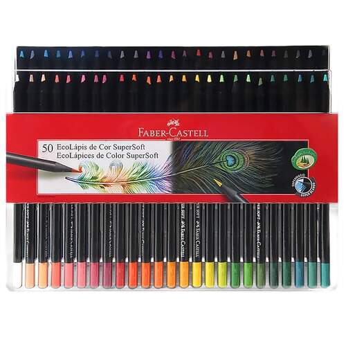 Lápis de Cor SuperSoft Faber-Castell 120750SOFT com 50 Cores