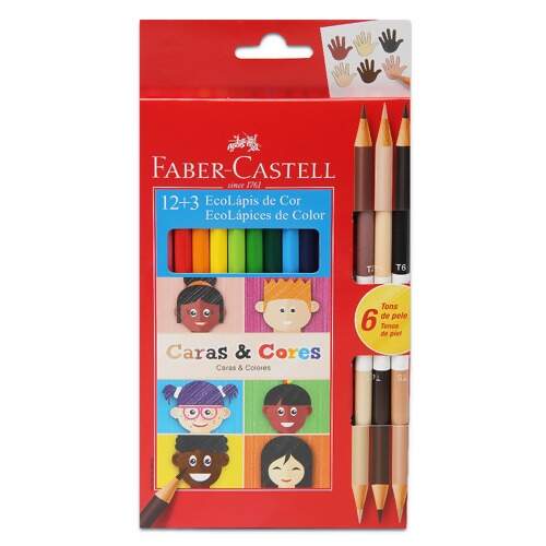 Lápis de Cor Caras e Cores Faber-Castell 120112CC com 12 Cores