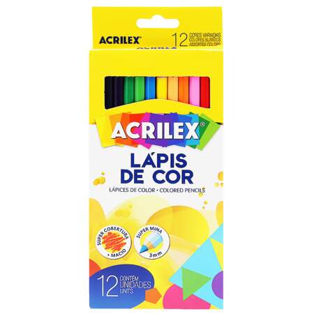 Lápis de Cor Sextavado Acrilex R.09692 12 Cores