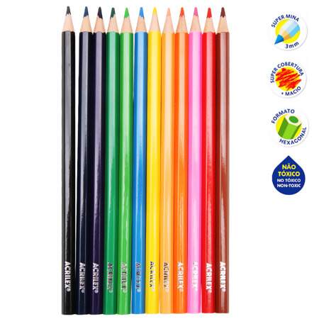 Lápis de Cor Sextavado Acrilex R.09692 12 Cores