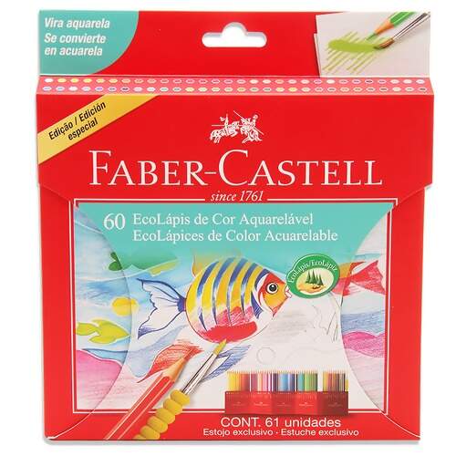 Lápis de Cor Faber-Castell com 60 Cores Aquarelável