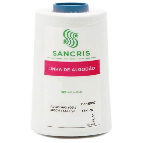 Linha PT 100% Algodão Branca Sancris Etiqueta 30 cone com 5000 metros 