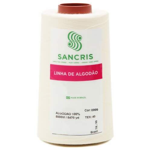 Linha PT 100% Algodão Cru Sancris Etiqueta 50 cone com 5000 metros 