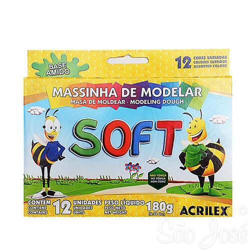 Massinha de Modelar Soft Acrilex Ref.07312 Caixa c/12 unidades