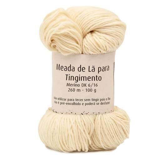 Meada de Lã Para Tingimento Merino DK 6/16 100g Fios da Fazenda