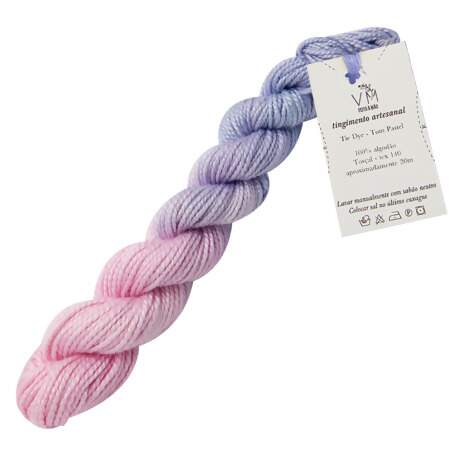 Linha Meada Tingida Tie Dye Tom Pastel VM Feito à Mão 20mts