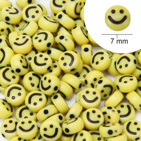 Miçanga de Smile Carinhas Redonda 07mm Amarela com 48g