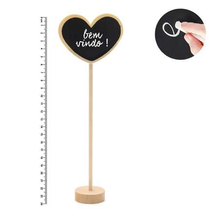 Mini Lousa Coração para Festa de MDF Wei 8x24cm
