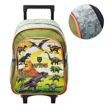 Mochila Infantil Escolar com Rodinha BRW Raptors Dinossauro FL
