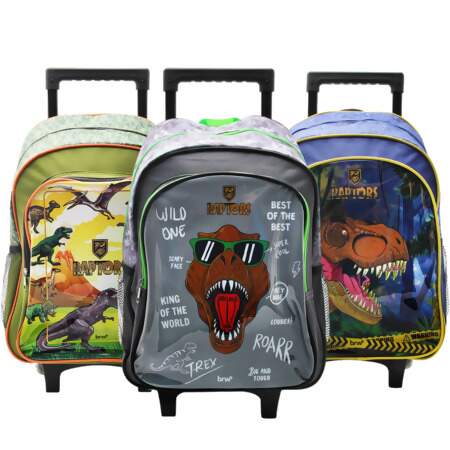 Mochila Infantil Escolar com Rodinha BRW Raptors Dinossauro FL