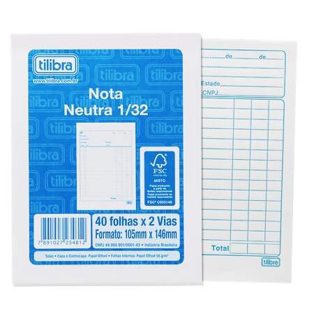 Nota Neutra 1/32 Tilibra 40x2 Vias com 80 Folhas