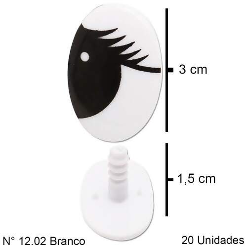 Olho Oval Branco Ref 3020.012.02 c/20 Unidades