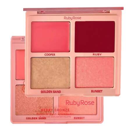Paleta de Blush e Iluminador Shine Ruby Rose