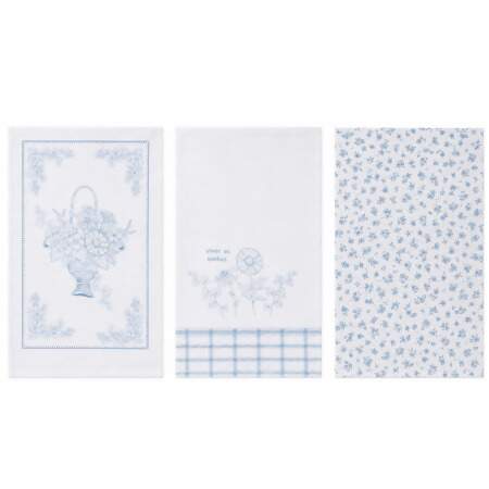 Pano de Copa Felpudo Dohler Prata Floral Sereno 45x65cm 