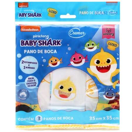 Pano de Boca Cremer Baby Shark 35x35cm com 03 Und