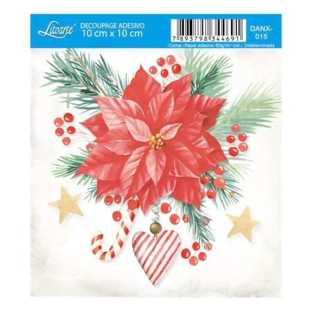 Papel Decoupage Adesivo Natal Litoarte Danx 10cmx10cm