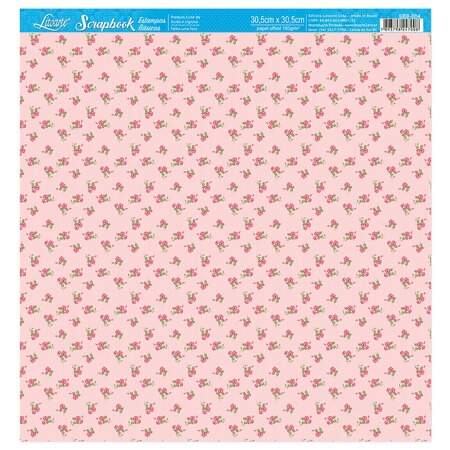 Papel para Scrapbook Litoarte Estampa Básica Xadrez Rosa e Branco