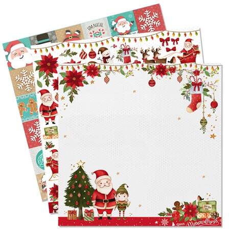 Papel para Scrapbook Dupla Face Natal Litoarte SDN 30,5x30,5cm