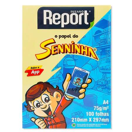 Papel Sulfite A4 Senninha Suzano Report 75g/m2 com 100 Folhas