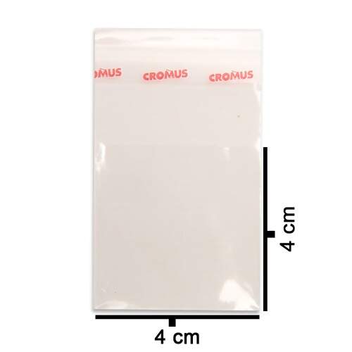 Saco Adesivado Transparente com Aba Cromus 4 x 4cm Ref.11300213 c/ 100 unidades