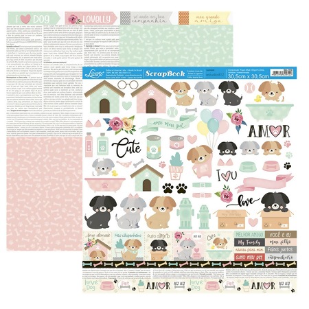 Papel p/Scrapbook Decor Duplo Litoarte Ref.SD 30,5 x 30,5cm Modelo II