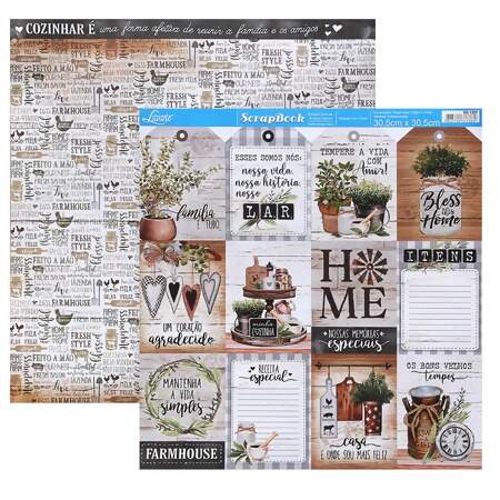 Papel p/Scrapbook Decor Duplo Litoarte Ref.SD 30,5 x 30,5cm Modelo II
