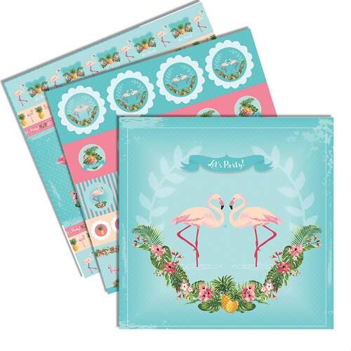 Papel Para Scrapbook Dupla Face Flamingos Toke e Crie 30 