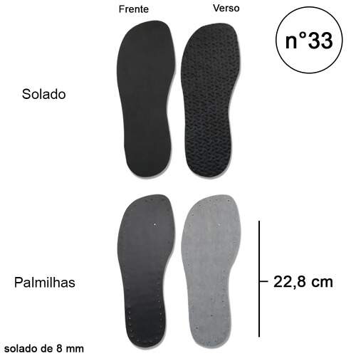Sola para Chinelo EVA Adulto 8mm com Palmilha Veriline Preta Par