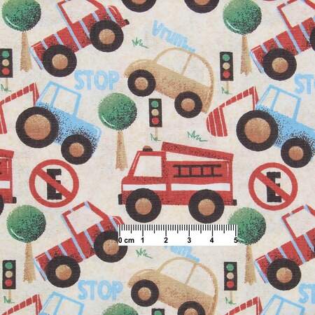 Tecido Patchwork Fuxicos Coleção Carrinhos Divertidos 0,48x1,46mts