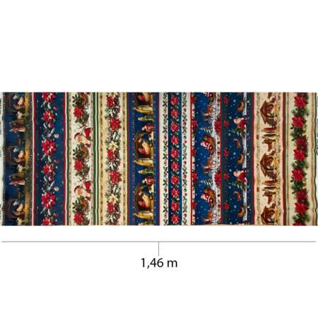 Tecido Patchwork Digital Natal Circulo 501972-3072 Barrado Noite de Natal 0,58x1,46mts