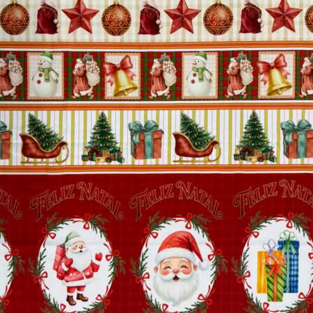Tecido Patchwork Digital Natal Circulo 502332-3086 Painel Feliz Natal 0,58x1,46mts