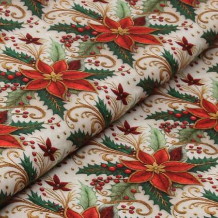 Tecido Patchwork Digital Fabricart DN343 Natal Floral 0,48x1,50mts