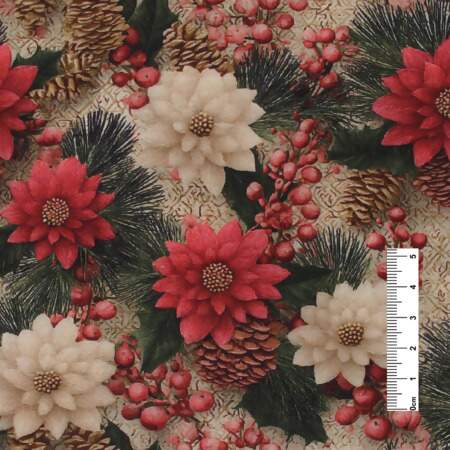 Tecido Patchwork Digital Fabricart DN370 Natal Encantado Pinhas 0,48x1,50mts