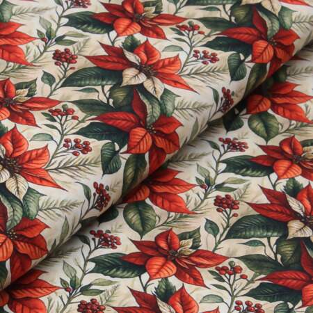 Tecido Patchwork Digital Fabricart Natal DN396 Tradição Flores 0,48x1,50mts