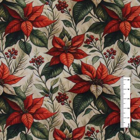 Tecido Patchwork Digital Fabricart Natal DN396 Tradição Flores 0,48x1,50mts