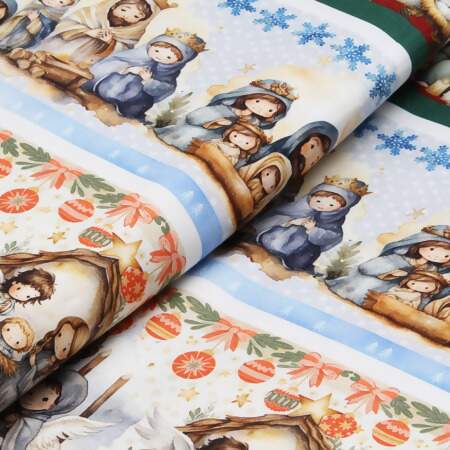 Tecido Patchwork Digital Fabricart Natal DN315 Barrado Natividade 0,58x1,50mts