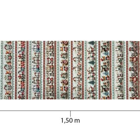 Tecido Patchwork Digital Fabricart Natal DN410 Barrado Natal na Floresta 0,58x1,50mts