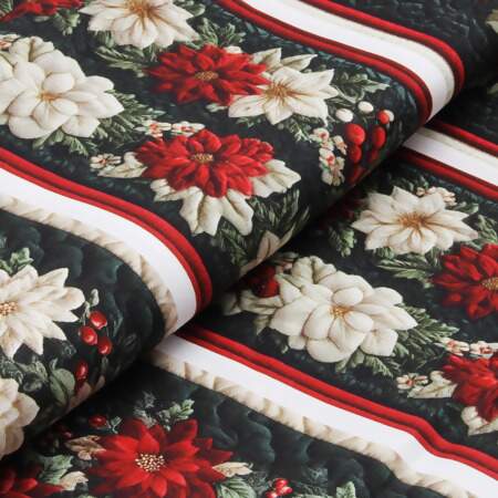 Tecido Patchwork Digital Fabricart Natal DN412 Barrado Quilt Verde 0,58x1,50mts