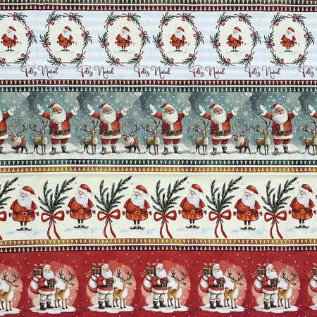 Tecido Patchwork Digital Natal Circulo Barrado Noel 0,58x1,46mts