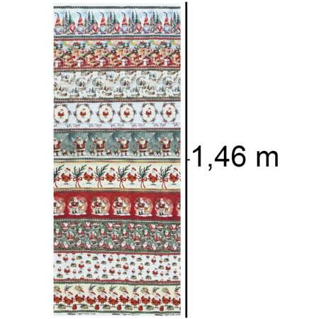 Tecido Patchwork Digital Natal Circulo Barrado Noel 0,58x1,46mts