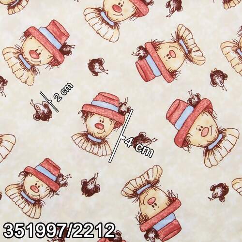 Tecido Patchwork Círculo Ref 351997 Cor 2212 Espantalho e Corvo 0,48x1,46mts FL